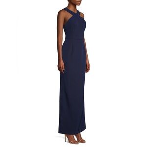 Trina Turk Navy Blue Halter-Neck Gown